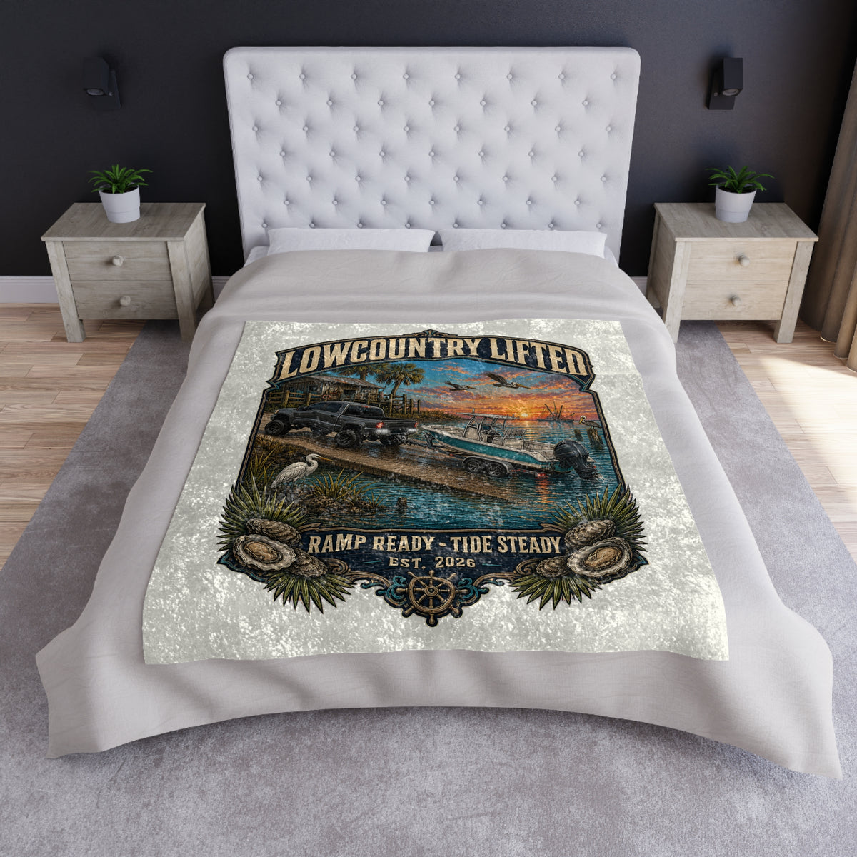 Crushed Velvet Blanket - Ramp Ready Tide Steady