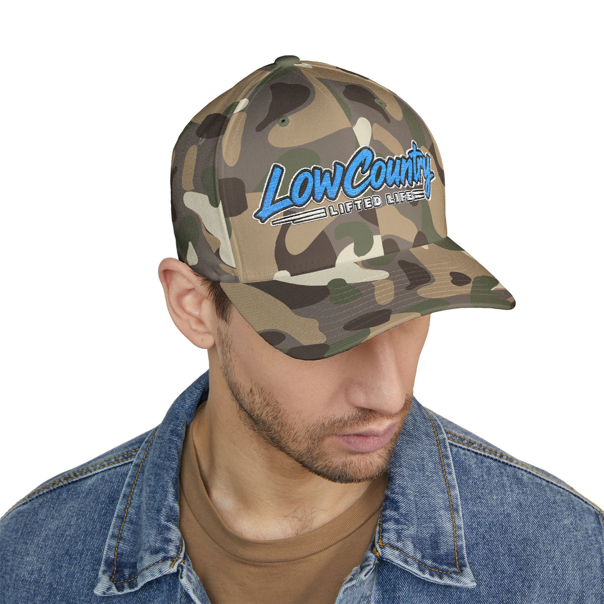 Lowcountry Lifted Embroidered Structured Cap, Stretch-Fit Southern Outdoor Hat