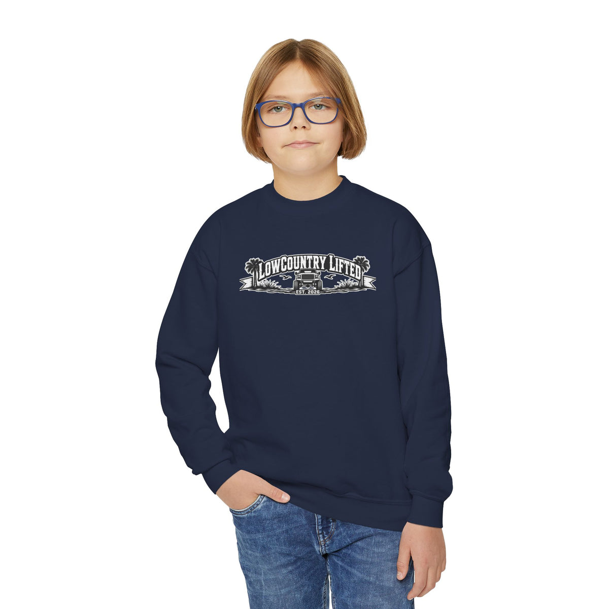 Youth Crewneck Sweatshirt - 80's Retro Truck