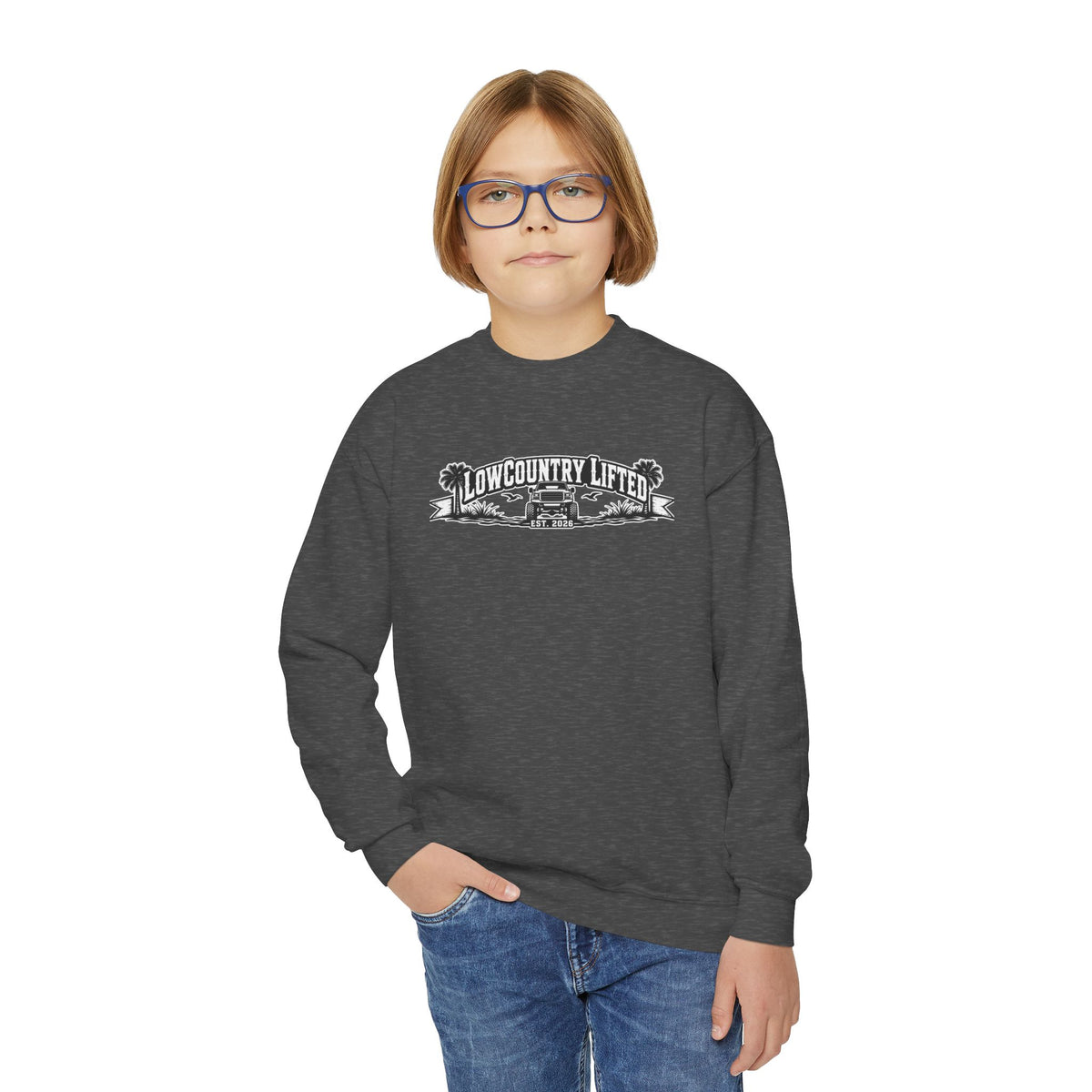Youth Crewneck Sweatshirt - 80's Retro Truck