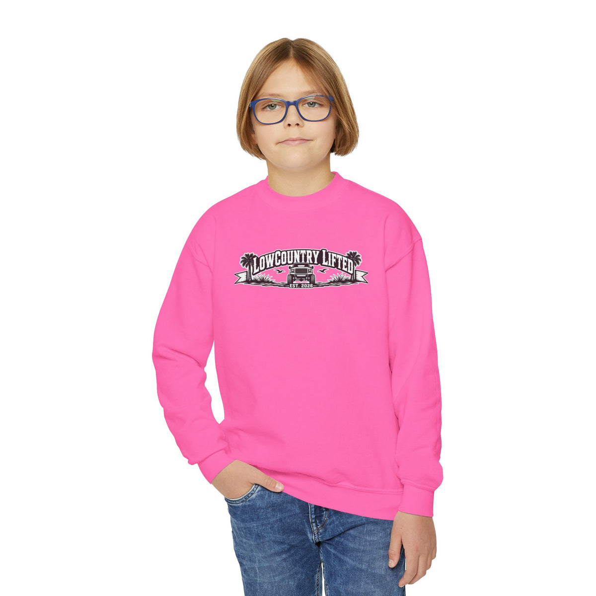 Youth Crewneck Sweatshirt - 80's Retro Truck