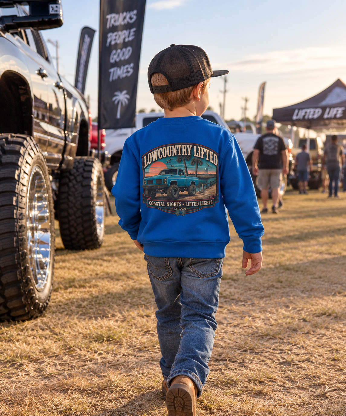 Youth Crewneck Sweatshirt - 80's Retro Truck