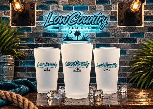 Lowcountry Lifted Teal Frosted 16oz Glass