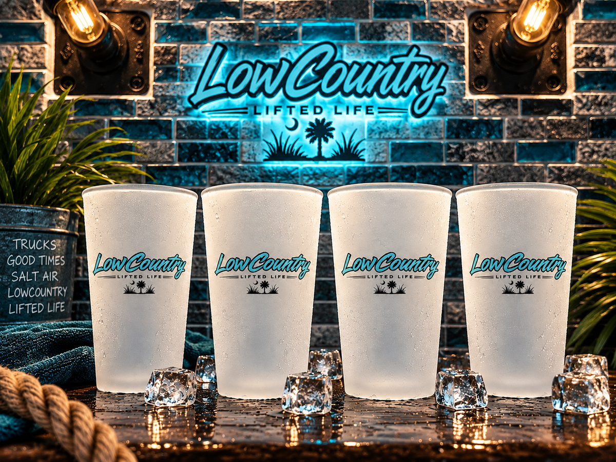 Lowcountry Lifted Teal Frosted 16oz Glass