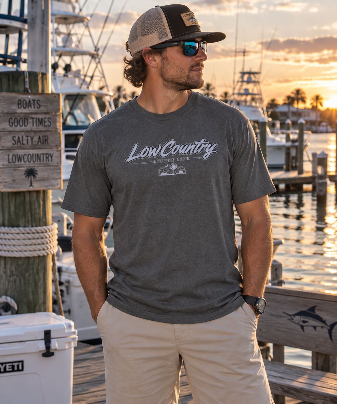 Mens Palm trees sunset tee