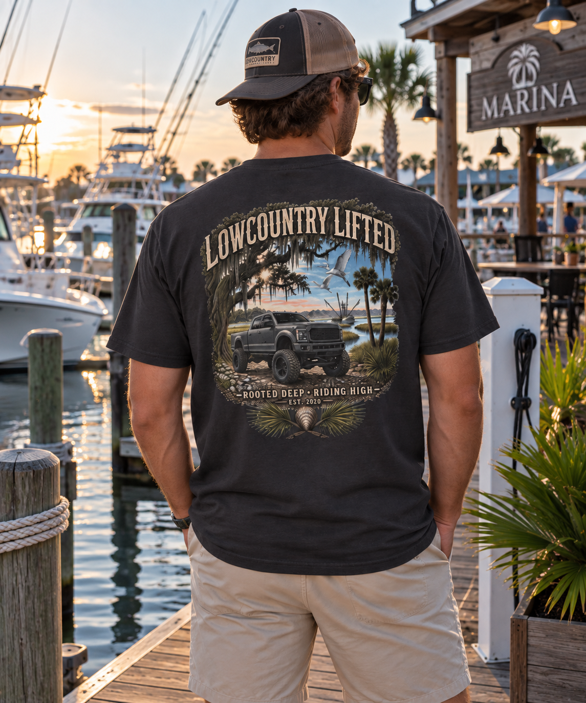 Mens Palm trees sunset tee