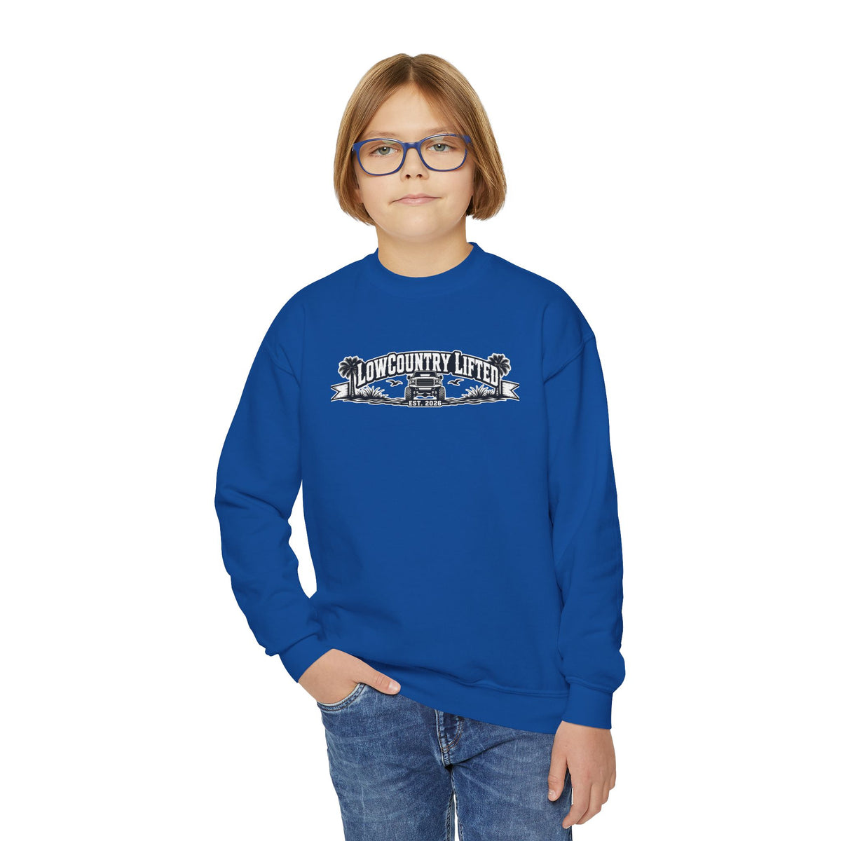 Youth Crewneck Sweatshirt - 80's Retro Truck