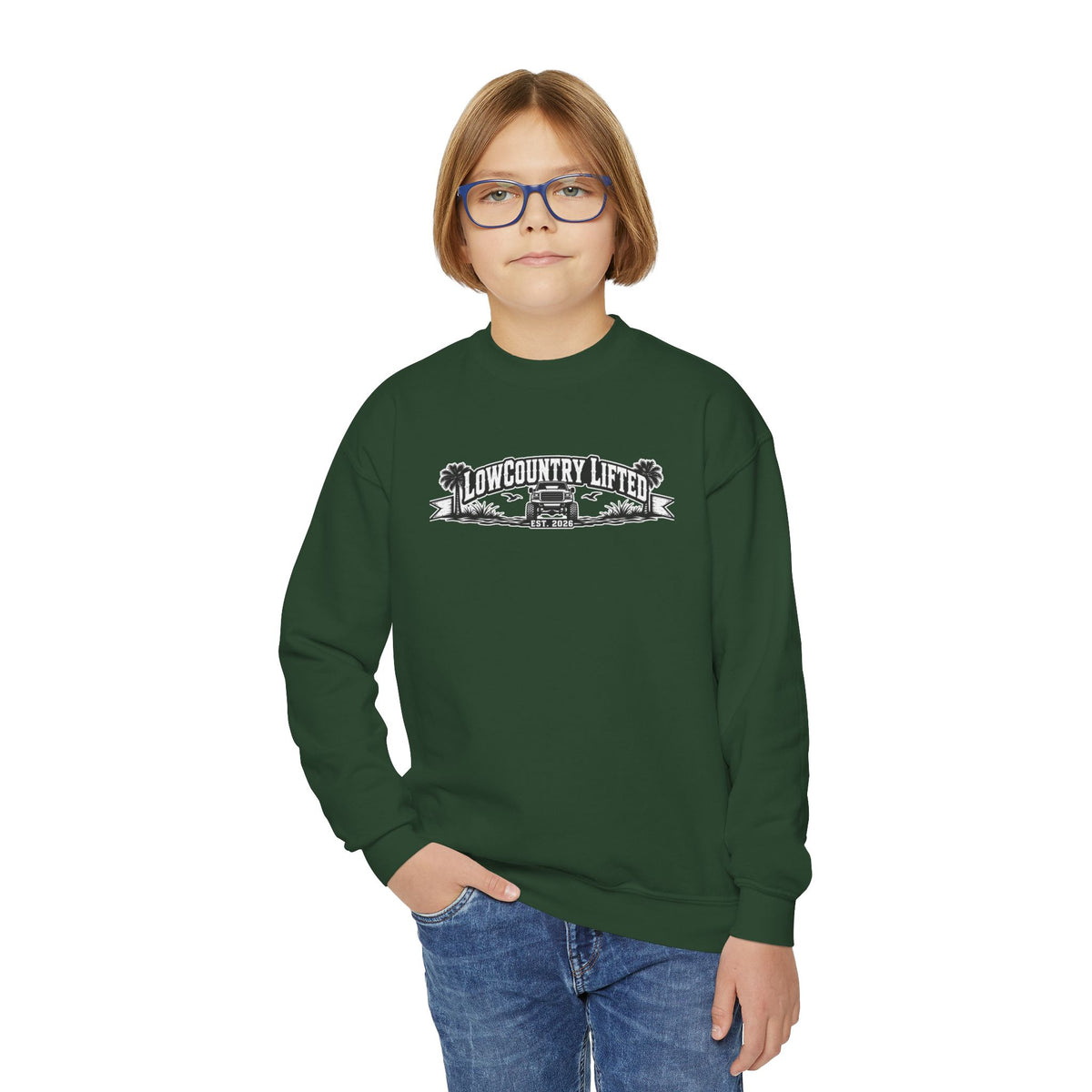 Youth Crewneck Sweatshirt - 80's Retro Truck