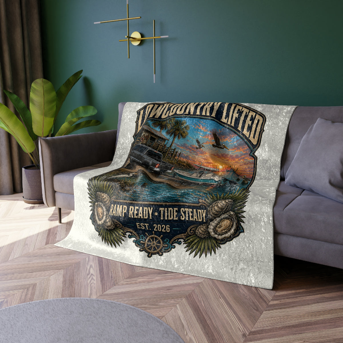 Crushed Velvet Blanket - Ramp Ready Tide Steady