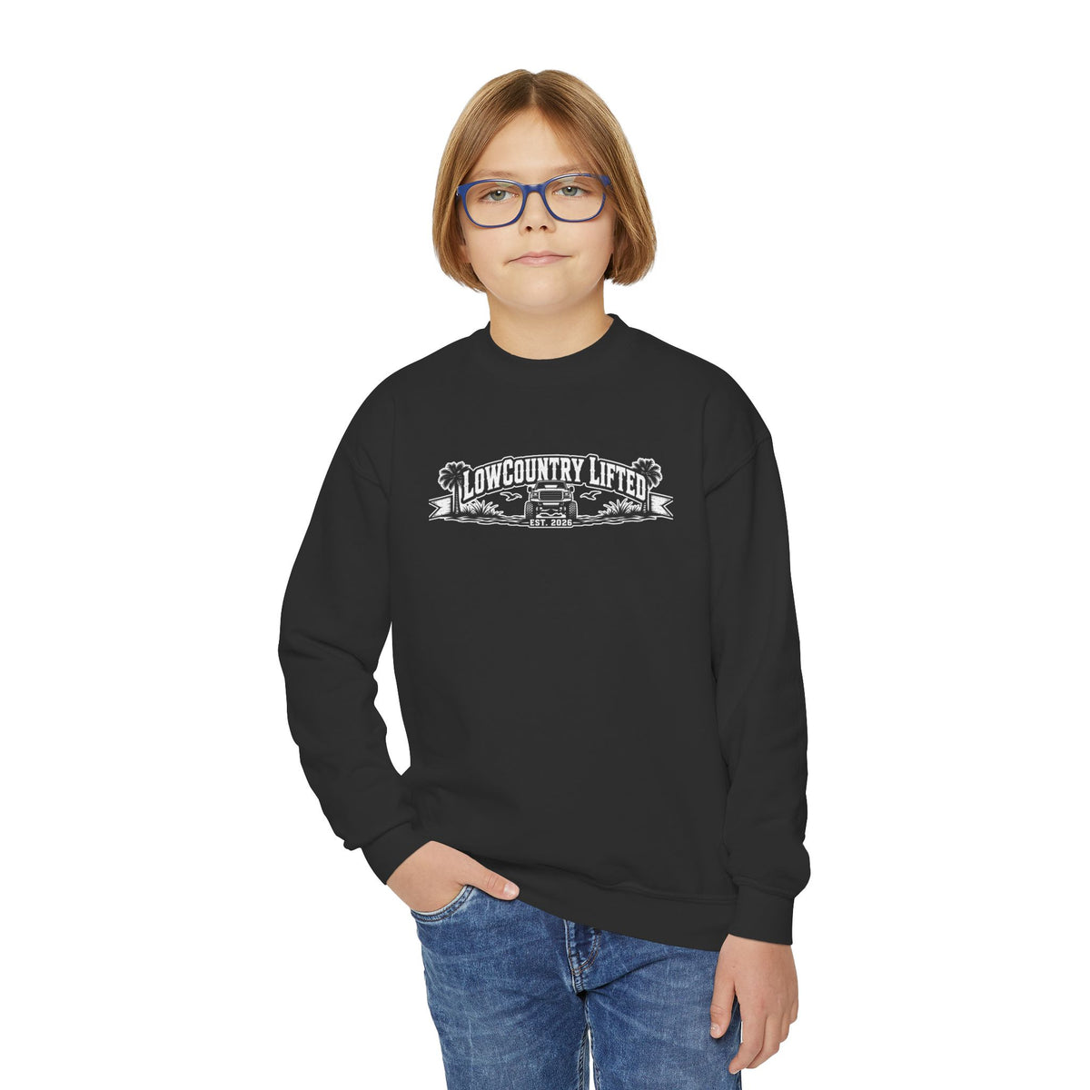 Youth Crewneck Sweatshirt - 80's Retro Truck