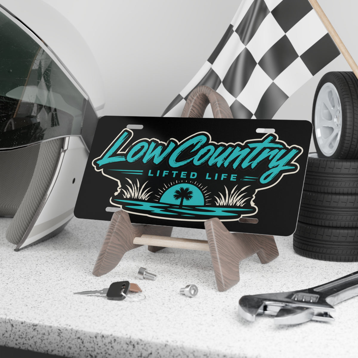 Lowcountry Lifted Vanity Plate | Teal Logo
