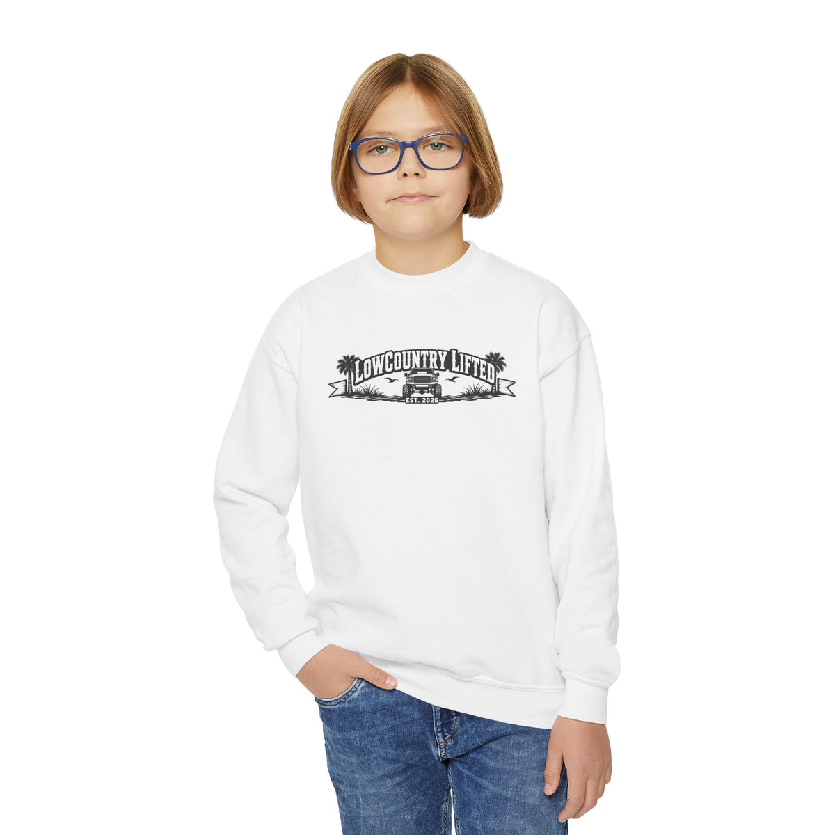 Youth Crewneck Sweatshirt - 80's Retro Truck